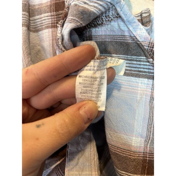 Bit & Bridle Turquoise Plaid Sleeveless Collar Button Down Equestrian Western L - Picture 8 of 8